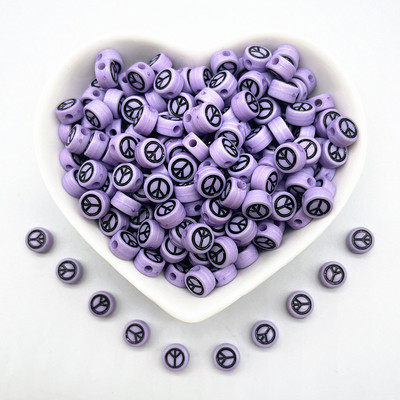 100 τμχ 7x4 χιλιοστά Οβάλ Σύμβολο Σύμβολο Ειρήνης Ακρυλικές Χαλαρές Χάντρες για Αξεσουάρ βραχιολιών DIY Κατασκευής κοσμημάτων