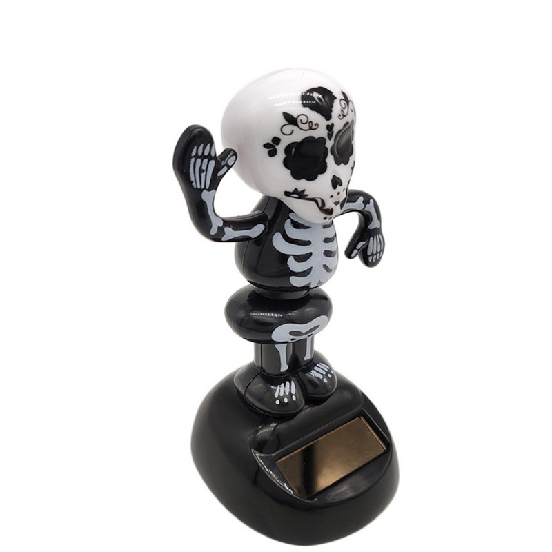 Plešuća igračka s glavom lubanje na solarni pogon koja se njiše animirana igračka Bobble Plesačica Ukrasi za automobil Poklon za noć vještica