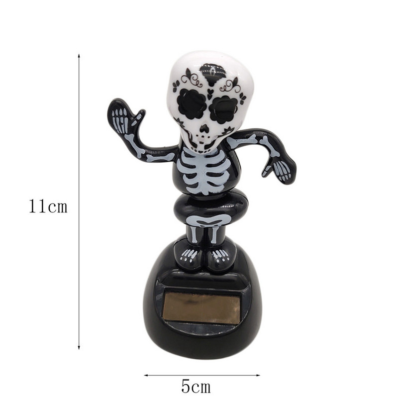 Plešuća igračka s glavom lubanje na solarni pogon koja se njiše animirana igračka Bobble Plesačica Ukrasi za automobil Poklon za noć vještica