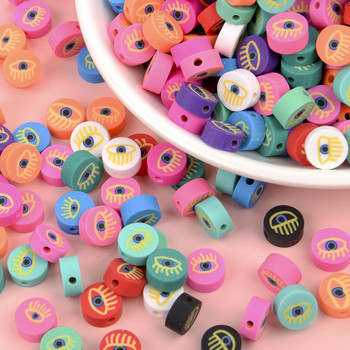 30/60 τεμ. Evil Eye Polymer Clay Beads Spacer Beads for Jewelry Making Handmade Charm DIY βραχιόλι Αξεσουάρ κολιέ 10mm