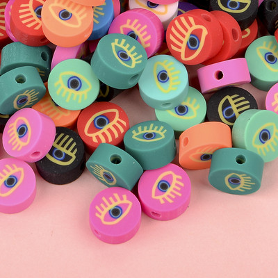 30/60 vnt Evil Eye polimeriniai moliniai karoliukai tarpiniai karoliukai papuošalams rankų darbo žavesys, pasidaryk pats, apyrankės, karolių priedai 10 mm