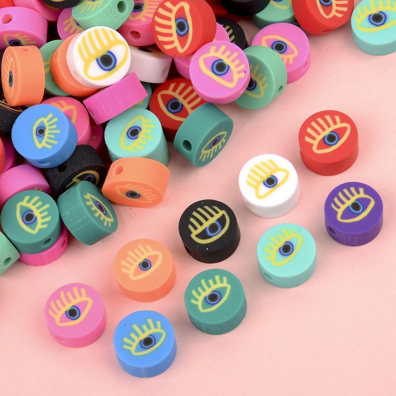 30/60tk Evil Eye Polymer Savihelmed Vahehelmed ehete valmistamiseks Käsitsi valmistatud võlu DIY käevõru kaelakee tarvikud 10mm
