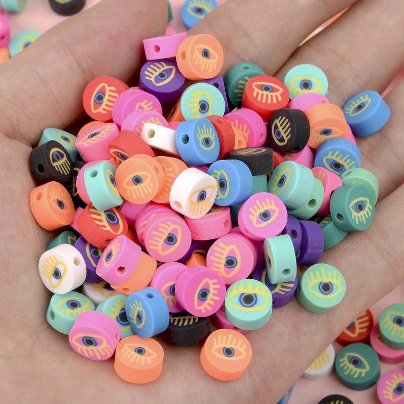 30/60tk Evil Eye Polymer Savihelmed Vahehelmed ehete valmistamiseks Käsitsi valmistatud võlu DIY käevõru kaelakee tarvikud 10mm