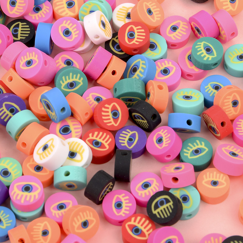 30/60tk Evil Eye Polymer Savihelmed Vahehelmed ehete valmistamiseks Käsitsi valmistatud võlu DIY käevõru kaelakee tarvikud 10mm