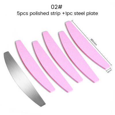 Πολύχρωμο σφουγγάρι Half Moon Nail Files Αντικατάσταση μαξιλαριού για μεταλλική λίμα νυχιών Μίας χρήσης Pad γυαλόχαρτο διπλής όψης Buffer 100 Grit