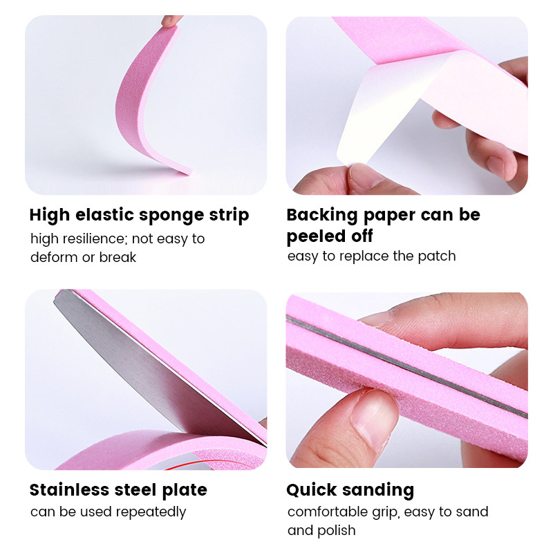 Πολύχρωμο σφουγγάρι Half Moon Nail Files Αντικατάσταση μαξιλαριού για μεταλλική λίμα νυχιών Μίας χρήσης Pad γυαλόχαρτο διπλής όψης Buffer 100 Grit