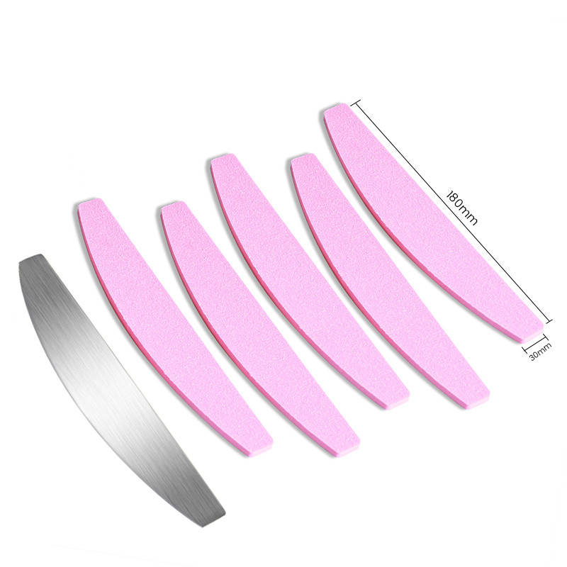Πολύχρωμο σφουγγάρι Half Moon Nail Files Αντικατάσταση μαξιλαριού για μεταλλική λίμα νυχιών Μίας χρήσης Pad γυαλόχαρτο διπλής όψης Buffer 100 Grit
