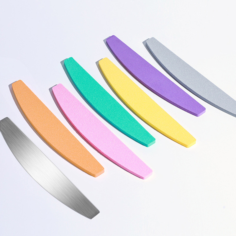 Πολύχρωμο σφουγγάρι Half Moon Nail Files Αντικατάσταση μαξιλαριού για μεταλλική λίμα νυχιών Μίας χρήσης Pad γυαλόχαρτο διπλής όψης Buffer 100 Grit