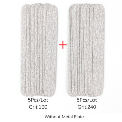 10 τμχ Μίνι αφαιρούμενα μαξιλαράκια λίμας νυχιών 100/180/240 Γκρι λωρίδες γυαλόχαρτου διπλής όψης Μεταλλικό αντικαθιστώμενο γυαλόχαρτο για μανικιούρ