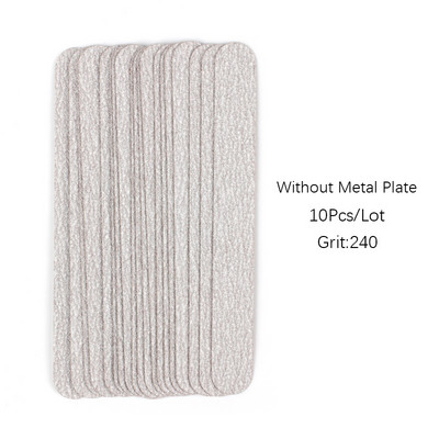 10 τμχ Μίνι αφαιρούμενα μαξιλαράκια λίμας νυχιών 100/180/240 Γκρι λωρίδες γυαλόχαρτου διπλής όψης Μεταλλικό αντικαθιστώμενο γυαλόχαρτο για μανικιούρ