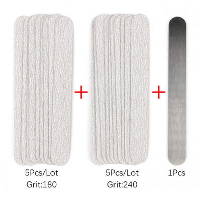 10 τμχ Μίνι αφαιρούμενα μαξιλαράκια λίμας νυχιών 100/180/240 Γκρι λωρίδες γυαλόχαρτου διπλής όψης Μεταλλικό αντικαθιστώμενο γυαλόχαρτο για μανικιούρ