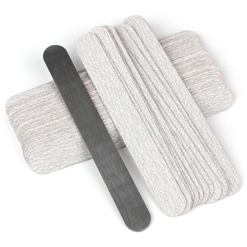 10 τμχ Μίνι αφαιρούμενα μαξιλαράκια λίμας νυχιών 100/180/240 Γκρι λωρίδες γυαλόχαρτου διπλής όψης Μεταλλικό αντικαθιστώμενο γυαλόχαρτο για μανικιούρ