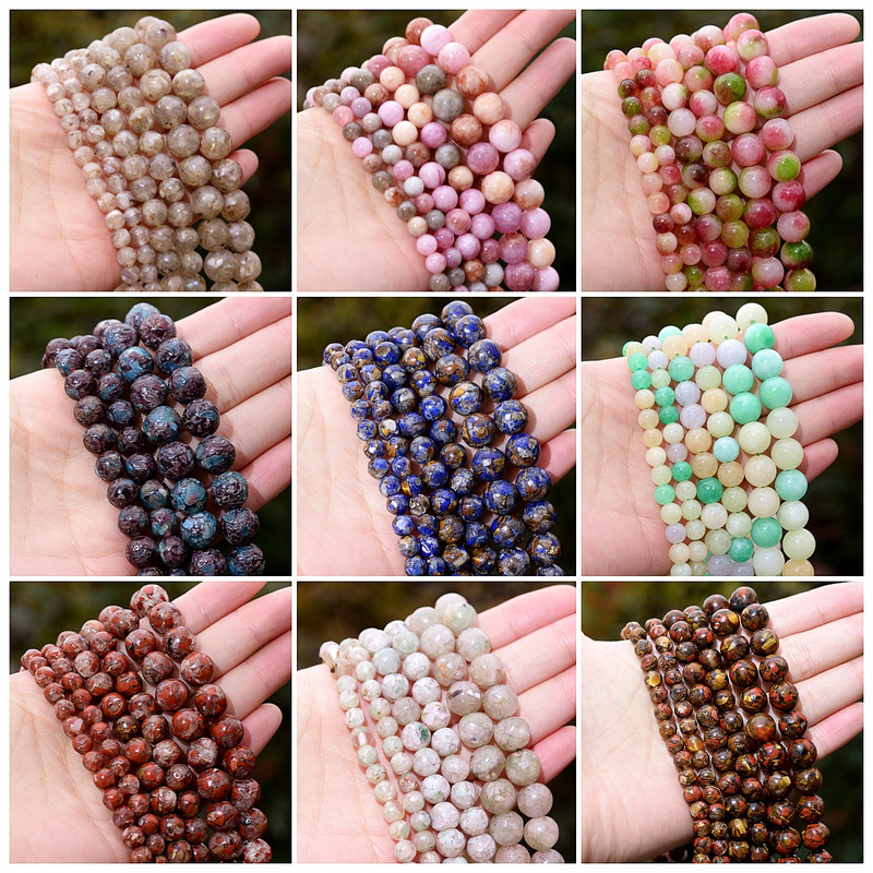 Rainbow Alashan Alxa Χάντρες Φυσικής Πέτρας Στρογγυλές Χαλαρές Χάντρες Αποστάτης για Κατασκευή κοσμημάτων Αξεσουάρ κολιέ βραχιόλι DIY 6 8 10mm