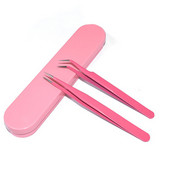 Roostevaba ripsmete pintsettide komplekt Professionaalne ripsmete pikendamiseks Gold Decor Antistaatilised kulmupintsetid ripsmete pikendamiseks