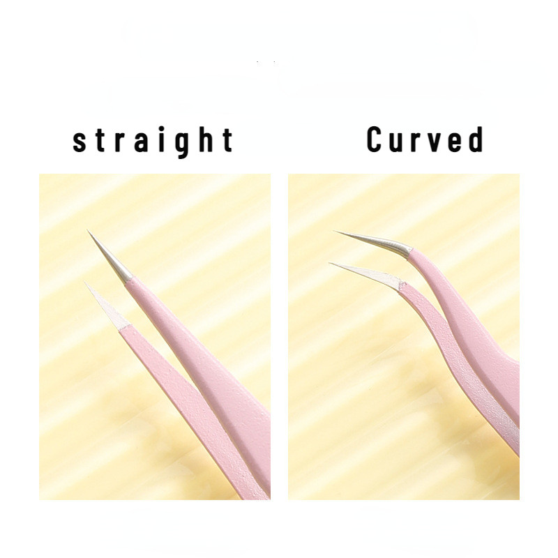 Ανοξείδωτο ατσάλι ίσιο + καμπύλες χρωματιστές λαβίδες για αυτοκόλλητο νυχιών στρας Εργαλείο επιλογής μακιγιάζ βλεφαρίδων DIY τσιμπιδάκι