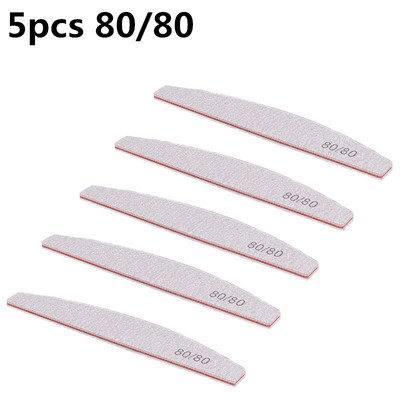 5 τμχ/σετ Επαγγελματικές λίμες νυχιών Half Moon διπλής όψης 80/100/150/180/240 Grit Gel Polishing Grinding Nails Triming Tools