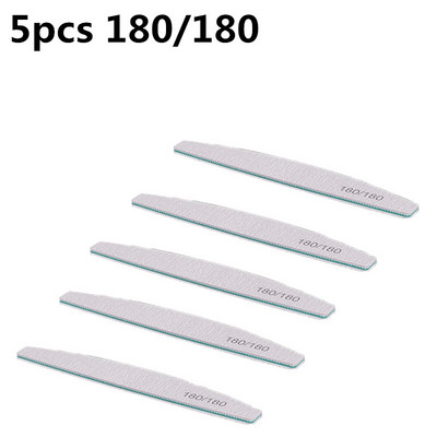 5 τμχ/σετ Επαγγελματικές λίμες νυχιών Half Moon διπλής όψης 80/100/150/180/240 Grit Gel Polishing Grinding Nails Triming Tools