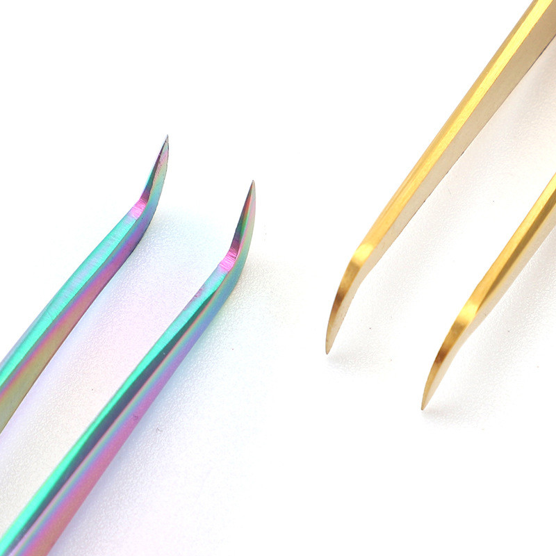 Pensetă pentru gene Pensetă profesională pentru sprâncene Clip de extensie pentru gene Clestă de precizie din aur Accesorii pentru gene Instrumente de machiaj pentru arta unghiilor