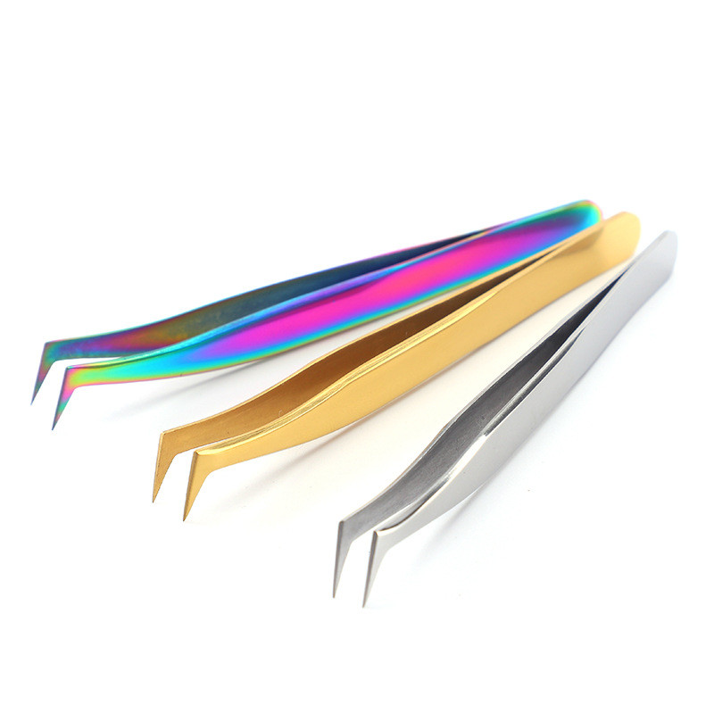 Pensetă pentru gene Pensetă profesională pentru sprâncene Clip de extensie pentru gene Clestă de precizie din aur Accesorii pentru gene Instrumente de machiaj pentru arta unghiilor
