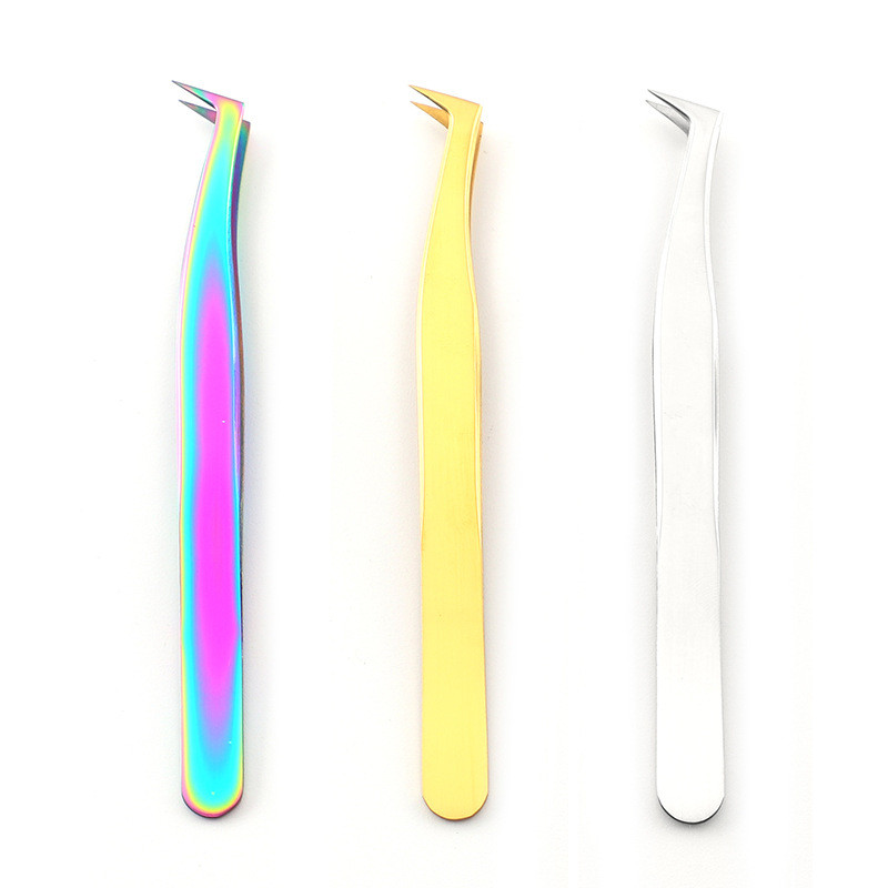 Pensetă pentru gene Pensetă profesională pentru sprâncene Clip de extensie pentru gene Clestă de precizie din aur Accesorii pentru gene Instrumente de machiaj pentru arta unghiilor