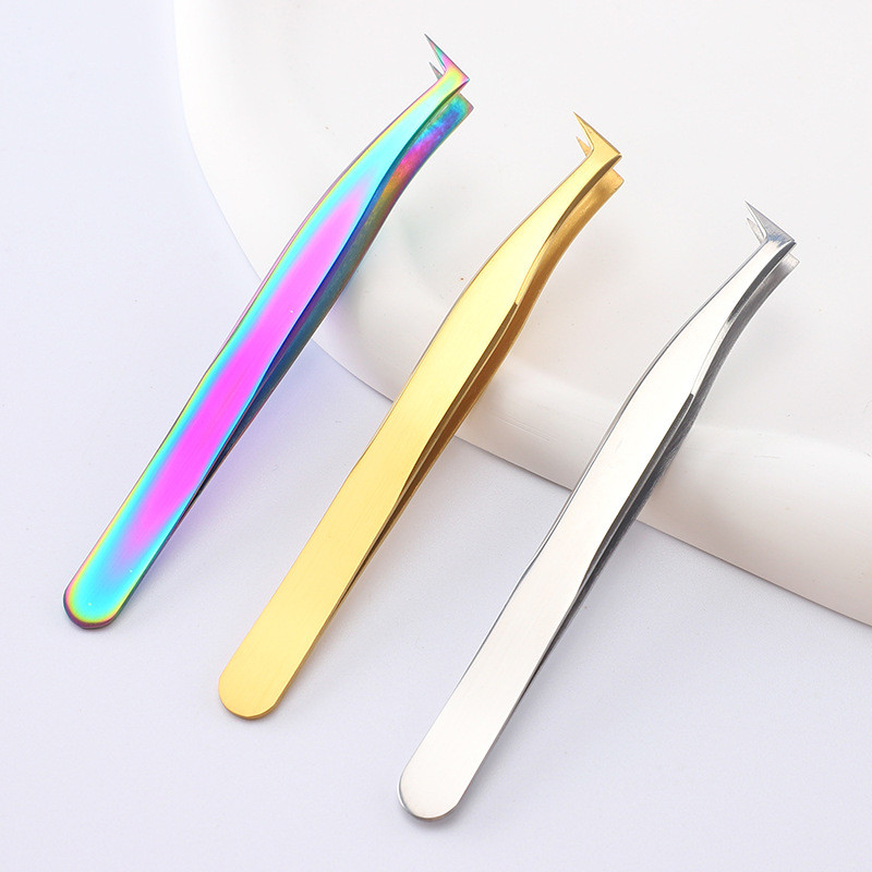 Pensetă pentru gene Pensetă profesională pentru sprâncene Clip de extensie pentru gene Clestă de precizie din aur Accesorii pentru gene Instrumente de machiaj pentru arta unghiilor