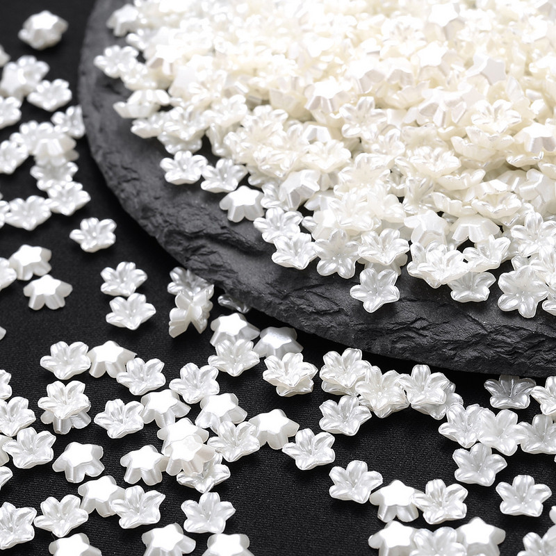 iYOE 100pcs7mm Mini cvjetne perle Flatback Imitacija bisera Akrilne perle za izradu nakita Nail Art Decor Diy Ručni rad bez rupa