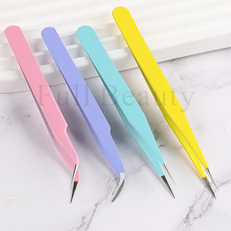 1vnt Super Sharp blakstienų priauginimo pincetai nerūdijančio plieno antakių pincetai išlenkti tiesūs blakstienų segtukai makiažo įrankiai NTC01-04