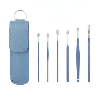 6Gb/komplekts Nerūsējošā tērauda ausu sūkļa savācēji Earpick Wax Remover pīrsingu komplekts ausu sērs Curette Spoon Care Ear Clean Tool ausu tīrīšanas līdzeklis