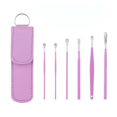 6Gb/komplekts Nerūsējošā tērauda ausu sūkļa savācēji Earpick Wax Remover pīrsingu komplekts ausu sērs Curette Spoon Care Ear Clean Tool ausu tīrīšanas līdzeklis