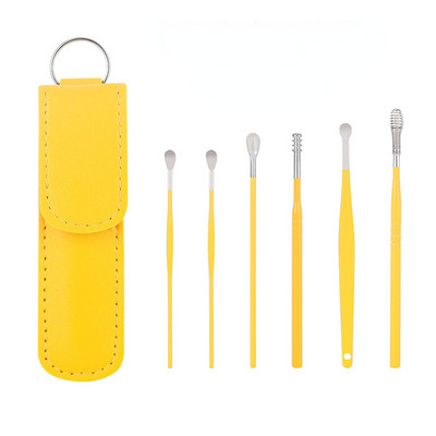 6Gb/komplekts Nerūsējošā tērauda ausu sūkļa savācēji Earpick Wax Remover pīrsingu komplekts ausu sērs Curette Spoon Care Ear Clean Tool ausu tīrīšanas līdzeklis