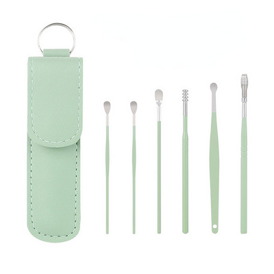 6Gb/komplekts Nerūsējošā tērauda ausu sūkļa savācēji Earpick Wax Remover pīrsingu komplekts ausu sērs Curette Spoon Care Ear Clean Tool ausu tīrīšanas līdzeklis