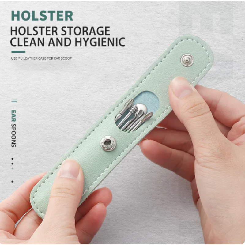 6Pcs/set Spužvice za uho od nehrđajućeg čelika Pickers Earpick Wax Remover Komplet za bušenje ušnog voska Curette Spoon Care Alat za čišćenje uha Čistač ušiju