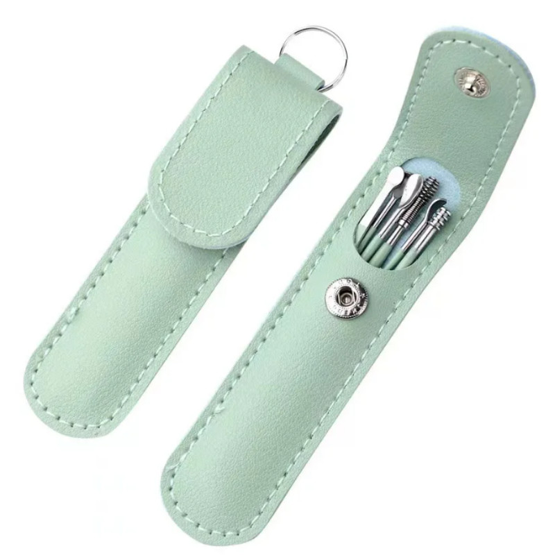 6Pcs/set Spužvice za uho od nehrđajućeg čelika Pickers Earpick Wax Remover Komplet za bušenje ušnog voska Curette Spoon Care Alat za čišćenje uha Čistač ušiju