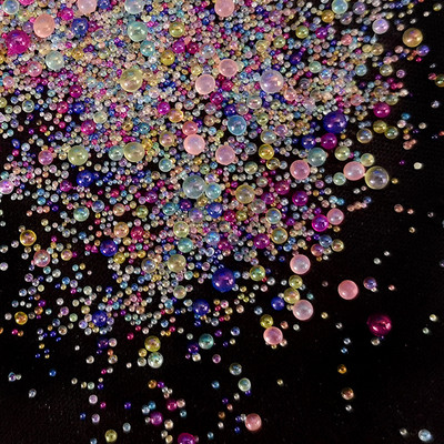 Klaasmulli rant mittepoorne AB maagiline väike ümmargune rant mullihelmes läbipaistev blister küünte täiustamise mikrohelmes isetegemise materjal