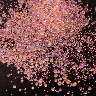 Klaasmulli rant mittepoorne AB maagiline väike ümmargune rant mullihelmes läbipaistev blister küünte täiustamise mikrohelmes isetegemise materjal