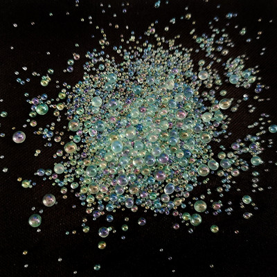 Klaasmulli rant mittepoorne AB maagiline väike ümmargune rant mullihelmes läbipaistev blister küünte täiustamise mikrohelmes isetegemise materjal