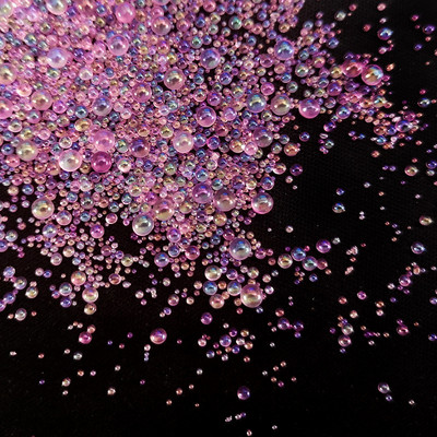 Klaasmulli rant mittepoorne AB maagiline väike ümmargune rant mullihelmes läbipaistev blister küünte täiustamise mikrohelmes isetegemise materjal