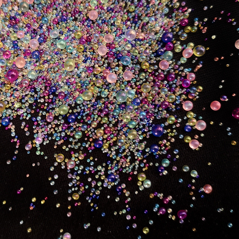 Klaasmulli rant mittepoorne AB maagiline väike ümmargune rant mullihelmes läbipaistev blister küünte täiustamise mikrohelmes isetegemise materjal