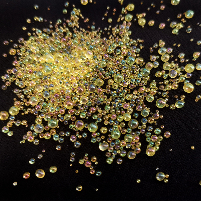 Klaasmulli rant mittepoorne AB maagiline väike ümmargune rant mullihelmes läbipaistev blister küünte täiustamise mikrohelmes isetegemise materjal