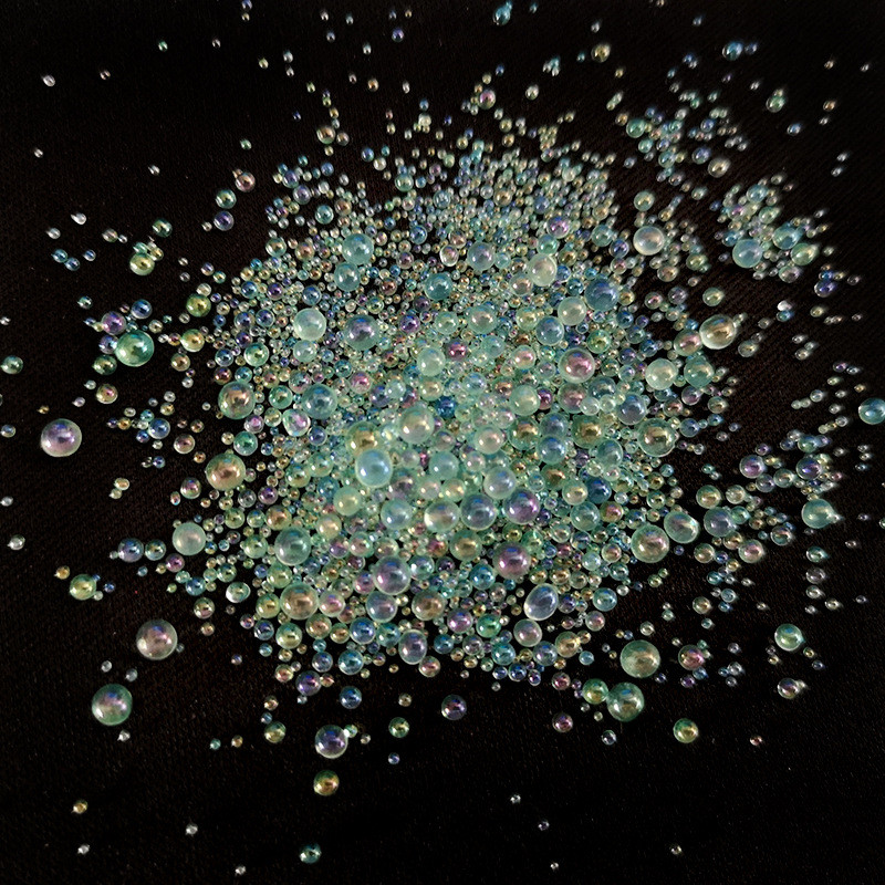 Klaasmulli rant mittepoorne AB maagiline väike ümmargune rant mullihelmes läbipaistev blister küünte täiustamise mikrohelmes isetegemise materjal