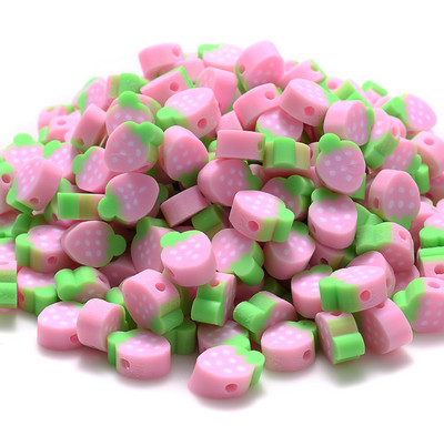 30 vnt. raudono obuolio formos molio tarpiklio karoliukai 10 mm žavūs vaisių polimeriniai moliniai karoliukai, skirti rankų darbo papuošalams gaminti „pasidaryk pats“ apyrankių priedai