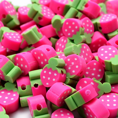 30 vnt. raudono obuolio formos molio tarpiklio karoliukai 10 mm žavūs vaisių polimeriniai moliniai karoliukai, skirti rankų darbo papuošalams gaminti „pasidaryk pats“ apyrankių priedai