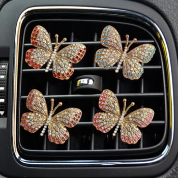 Car Air Outlet Perfume Clip Exquisite Diamond Studded Butterfly Air Condition Outlet Jewelry Goddess Car AromatherapyClip