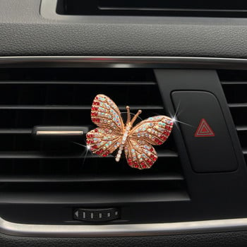 Car Air Outlet Perfume Clip Exquisite Diamond Studded Butterfly Air Condition Outlet Jewelry Goddess Car AromatherapyClip