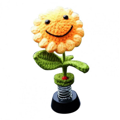 Automobilio ornamentas Ryškus siūbavimo galvutė saulėgrąžos formos automobilio priedai Prietaisų skydelis Gėlės žaislas transporto priemonei