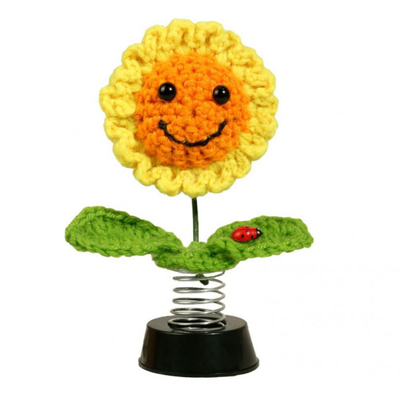 Automobilio ornamentas Ryškus siūbavimo galvutė saulėgrąžos formos automobilio priedai Prietaisų skydelis Gėlės žaislas transporto priemonei