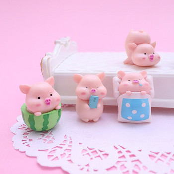 Kawaii Resin Pig Micro Landscaping Miniatures Прекрасни мини фигурки Направи си сам куклена къща Занаяти Декорация на дома Орнаменти за интериора на автомобила