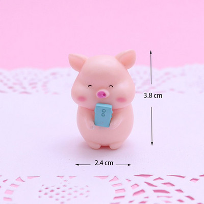 Kawaii Resin Pig Mikro Kraštovaizdžio Miniatiūros Mielos Mini Figūrėlės „Pasidaryk pats“ Lėlių namelis Namų apdaila Amatai Automobilių interjero papuošalai