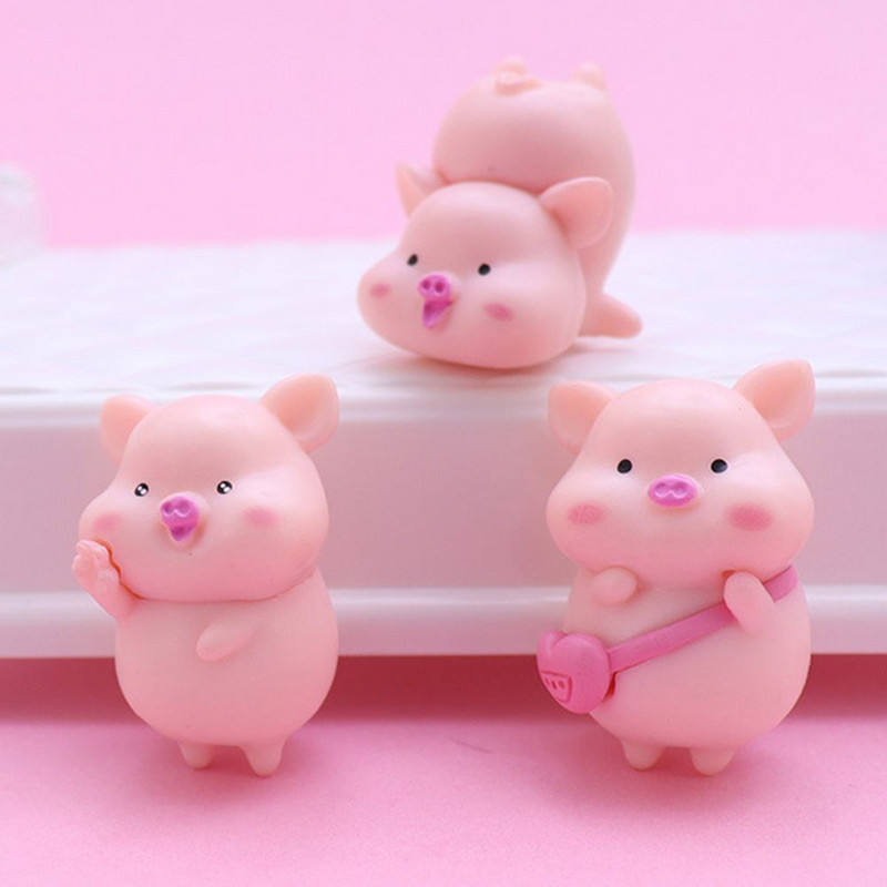 Kawaii Resin Pig Mikro Kraštovaizdžio Miniatiūros Mielos Mini Figūrėlės „Pasidaryk pats“ Lėlių namelis Namų apdaila Amatai Automobilių interjero papuošalai