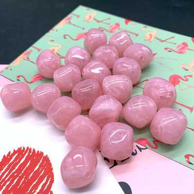 Nauja 10 vnt netaisyklingų apvalių akrilo karoliukų tarpiklis palaidi karoliukai papuošalams gaminti „pasidaryk pats“ apyrankė #Pink